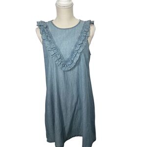 NWT Cato Blue Ruffle Denim Sleeveless Dress Size Small